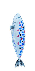 Hand drawn watercolor sardines