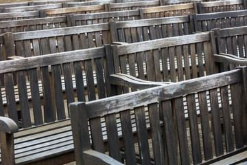 old wooden benches in park