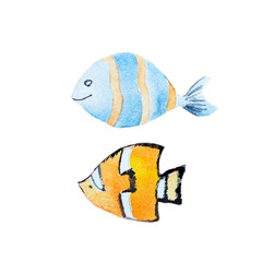Fototapeta premium Watercolor hand drawn fish
