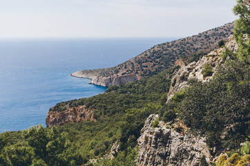 Beautiful view of the Mediterranean seashore. The Lycian Way trekking near Patara, Turkey.