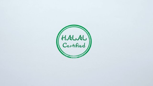 Halal Certified seal stamped on blank paper background, food quality control