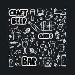 Craft beer elements set. Vector illustration.