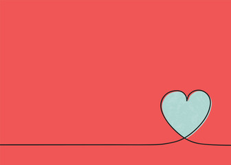 Beautiful background with cute hand drawn heart and copyspace. Vector