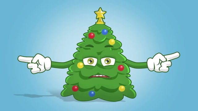 Cartoon Christmas Tree Double Side Pointer with Face Animation Alpha Matte