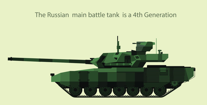 Russian Main battle tank is a 4th Generation T - 14 Armata in vector design. Right side of the full detailed object.