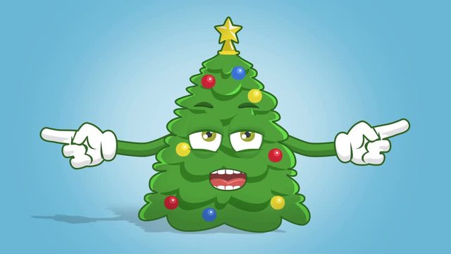 Cartoon Christmas Tree Double Side Pointer Grumble Speak with Face Animation Alpha Matte