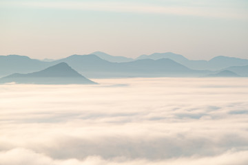 Mountains and fog