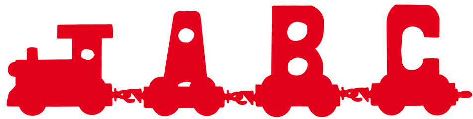  petit train ABC rouge, fond blanc 