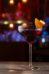 Red delicious cocktail in bar