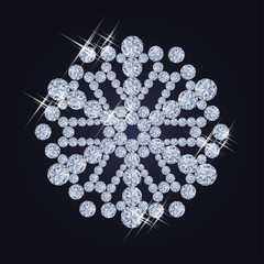 Diamond snowflake banner, vector illustration