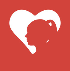 Heart and silhouette of the girl head