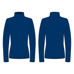 Blue polo neck isolated vector on the white background