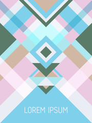 Cover page layout vector template geometric design with triangles and stripes pattern.