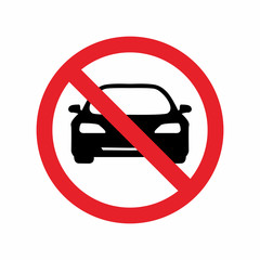 No cars allowed prohibition sign, no cars entry, Do not drive symbol, vector illustration.