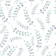 Watercolor light seamless vector pattern with branches
