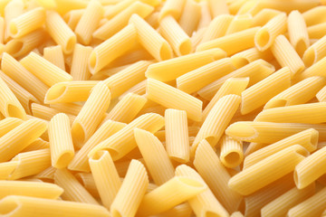close up on uncooked raw pasta