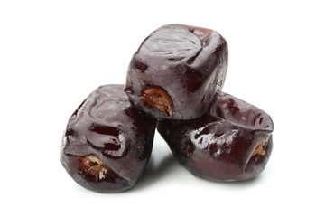 Sweet dried dates on white background