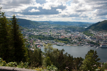 Fototapeta na wymiar Aerial panorama of Bergen, Norway
