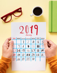 man with a calendar of 2019