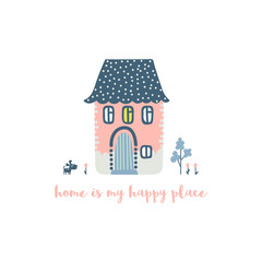 Illustration with cartoon house