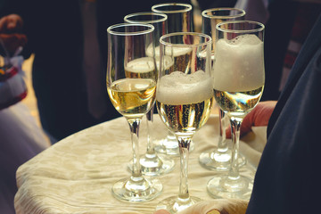 glasses of champagne on a table