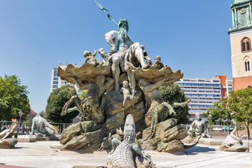 Neptune Fountain in Berlin, Germany.