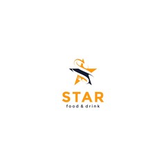 Vector logo design,star icon and food,drink