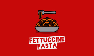Fettuccine Pasta Vector Illustration