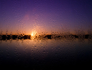 Sunrise , river, frost, wet