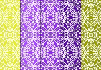 Set Of Geometric Seamless Pattern. Modern Floral Ornament. Vector Illustration. For The Interior Design, Wallpaper, Decoration Print, Fill Pages, Invitation Card, Cover Book