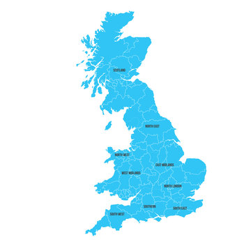 United Kingdom. Great Britan map. Vector map isolated on white background.
