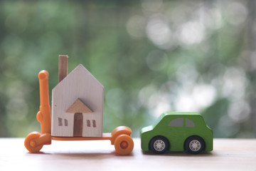 Miniature car and houses for dreaming everybody want to owner.