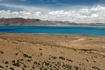 Turquoise water lake in Tibet