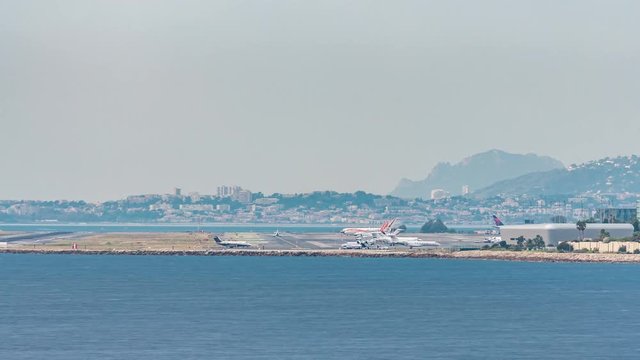 Aerial view of the airport timelapse