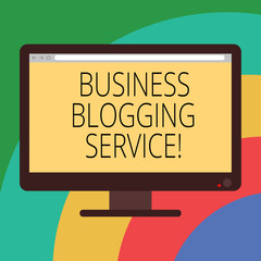 Conceptual hand writing showing Business Blogging Service. Business photo showcasing publishing shortform content of a business Computer Monitor Color Screen Mounted with Progress Bar