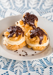 Profiterole Cream Puff with chocolate