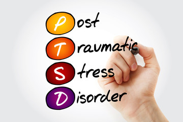 PTSD - Posttraumatic Stress Disorder, acronym concept background.