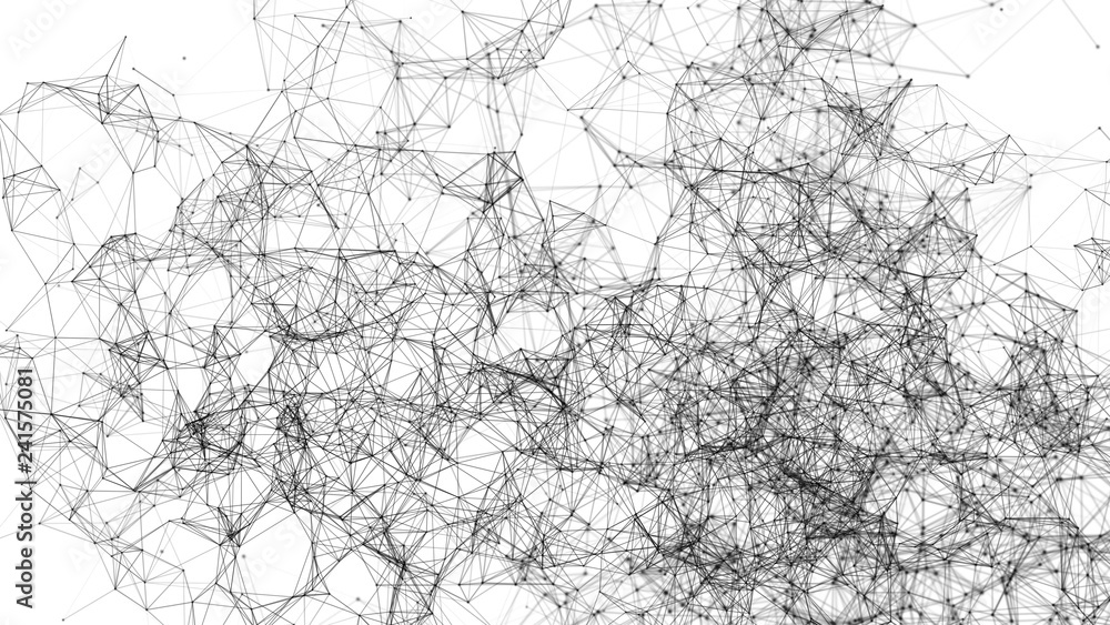 Poster black digital data and network connection triangle lines and spheres in futuristic technology concep