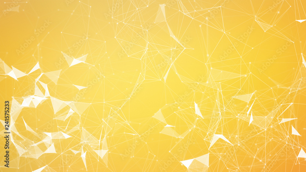 Poster white digital data and network connection triangle lines and spheres in futuristic technology concep