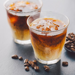Iced coffee in glasses