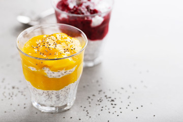 Healthy yogurt desserts with chia seeds