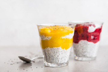 Healthy yogurt desserts with chia seeds