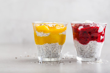 Healthy yogurt desserts with chia seeds