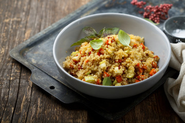 Quinoa cooked with pumpkin and basil