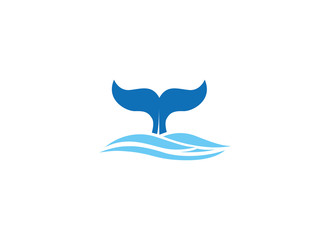 Whale diving deep Tail up Logo