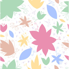 Hand draw seamless doodle pattern with flower line, great design for any purposes. Textile ornament Wedding and romantic ornament