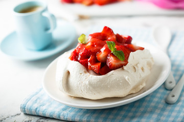 Strawberry Pavlova dessert
