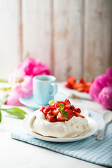 Strawberry Pavlova dessert