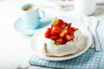 Strawberry Pavlova dessert
