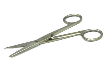Medical tool, The scissors on the white background